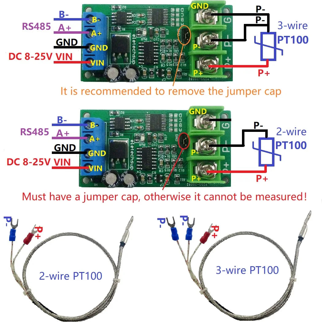 PTA9B01 PT100 RTD Temperature Sensor Converter Module, -20°C to 400°C, RS485 Modbus RTU Interface
