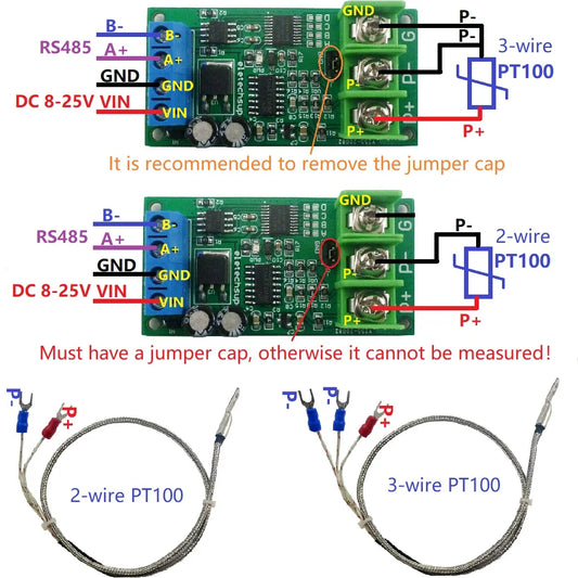 PTA9B01 PT100 RTD Temperature Sensor Converter Module, -20°C to 400°C, RS485 Modbus RTU Interface