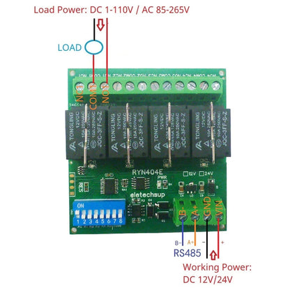 T73 Plug-in Relay Module – RS485 Modbus RTU Remote IO Controller with Momentary Latching Interlock Delay Switch for DIY Smart Home RYN404E/RYN408F