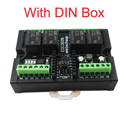 ESC3E05 RISC-V ESP32-C3 Development Board – 4CH Relay RS485 DIN Rail Module with Wi-Fi BLE for Industrial IoT Smart Home PLC
