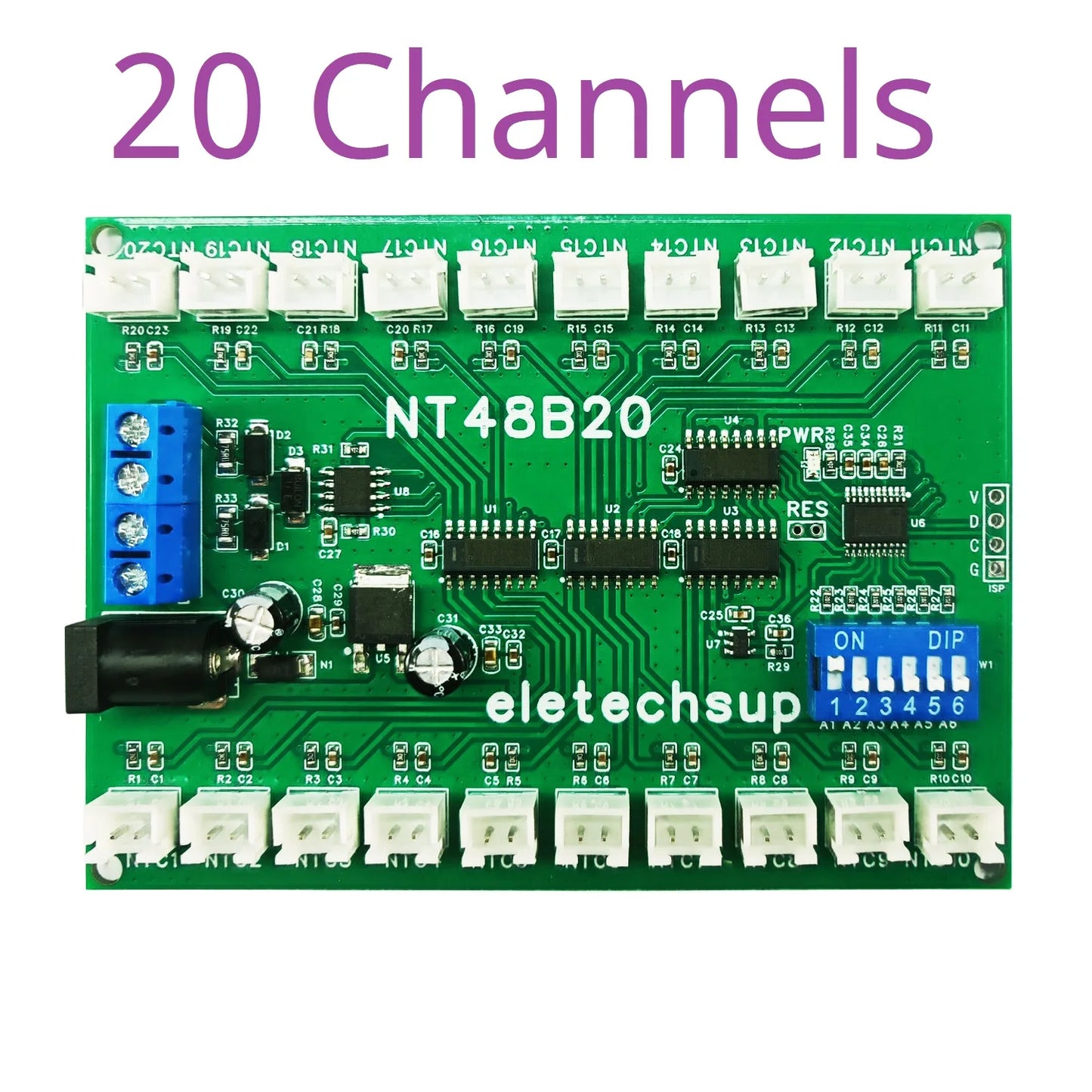 NT48A08/NT48B20/NT48C32 8-32CH RS485 Temperature Collector – Modbus RTU AI Remote IO Module with 10K B3950 NTC Sensor for PLC SCADA