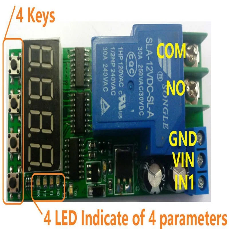 5Pack IO23C01 30A 24V Multifunction Timer Relay Module – 18-Mode Digital Delay Switch with 0.01s-270h Adjustable Time for PLC Motor LED