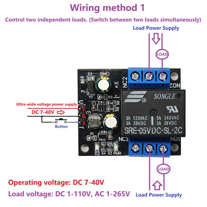DR26F01 DPDT Self-Locking Relay Module – DC 7-40V 5A Bistable Latching Switch with Low Pulse Trigger for Motor Reverse Polarity Control