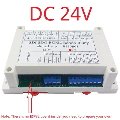 ES30E08 8CH 10A WiFi Relay Expansion Board – 30-Pin ESP32 Programmable Module with RS485 Modbus & 8DI for Smart Home IoT