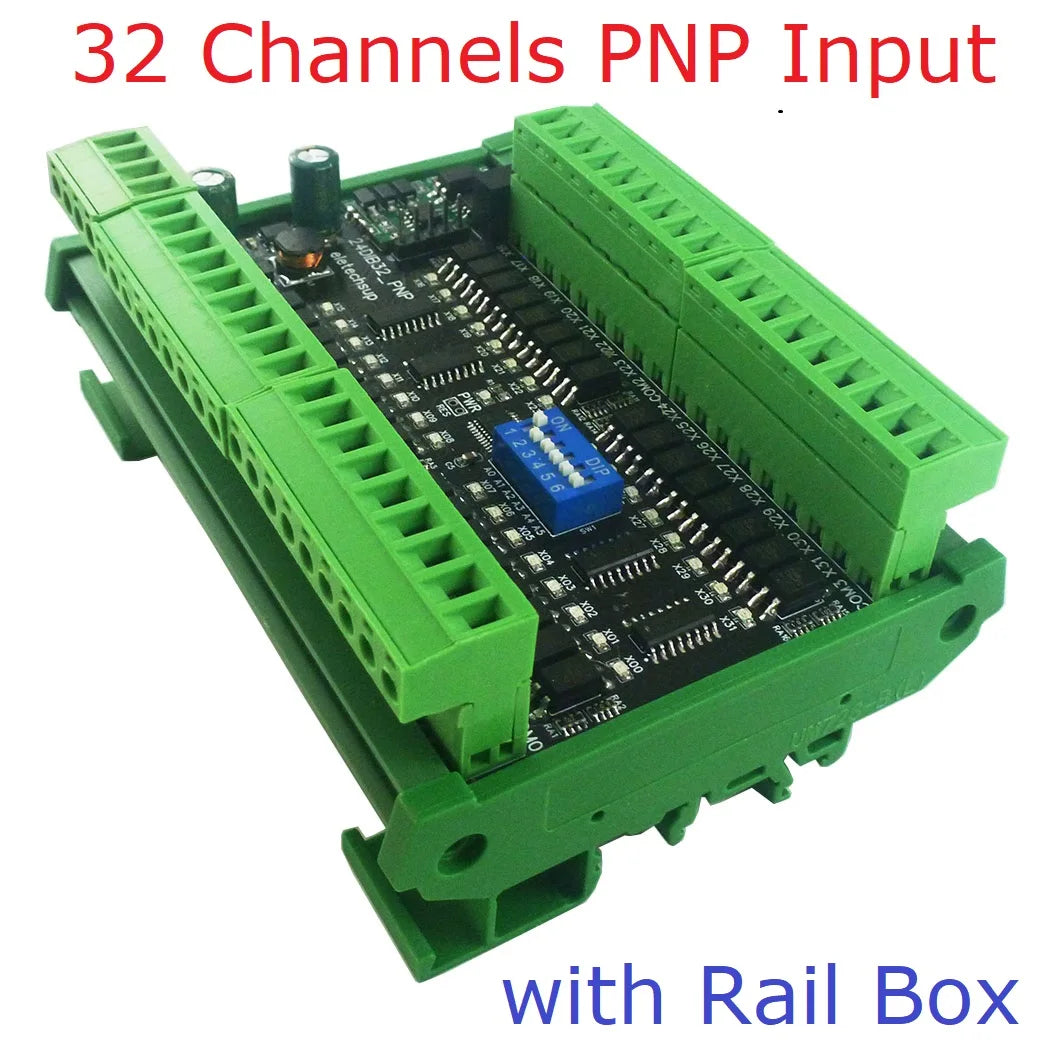 24DIA16/24DIB32/24DIC48 16-48CH Digital Input Module – NPN/PNP Switch PLC IO Expansion Board with 3000VDC Isolation RS485 Modbus RTU