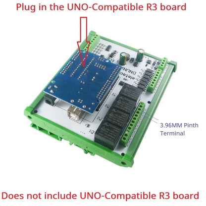 DNUNA16 DIN Rail Analog Digital IO Expansion Board – 6DI-4DO-6AI RS485 Module for Arduino UNO Simple PLC DIY