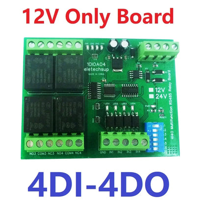 12CH Modbus RTU Relay Module – RS485 10A Digital Output Board with Opto-Isolated Inputs DIN Rail for PLC Industrial Automation