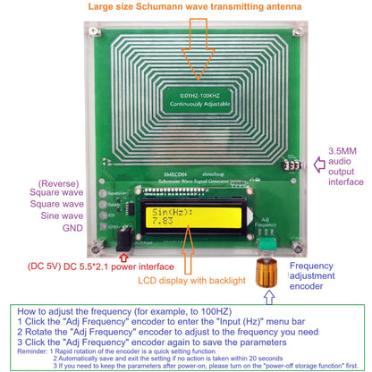 SMECD04 Adjustable 7.83 Hz Schumann Resonance Signal Generator, 0.01 Hz–100 kHz with Overvoltage, Overcurrent and Surge Protection