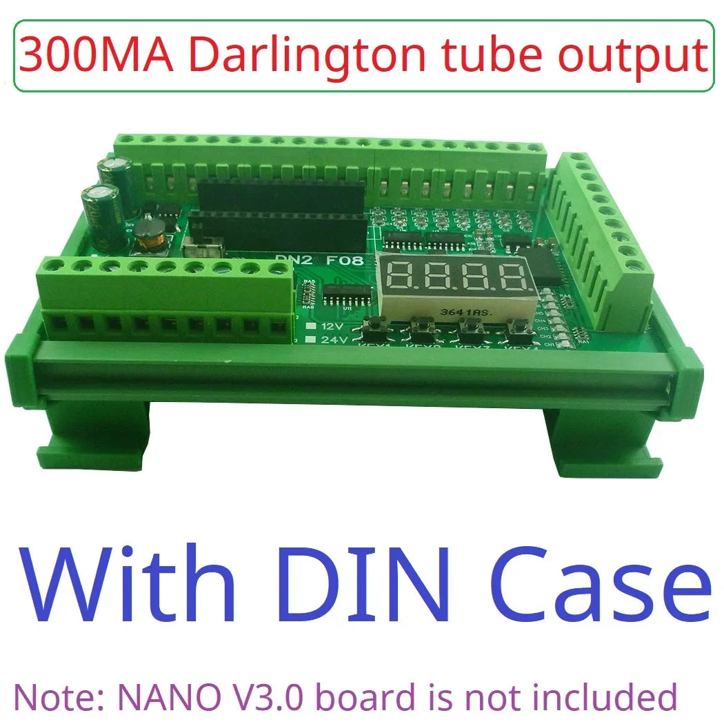 DN23E08/DN24F08 8DI-8AI-8DO IO Expansion Board for Arduino Nano V3.0 – RS485 Modbus RTU PLC Module with 4-20mA/0-10V Analog Input