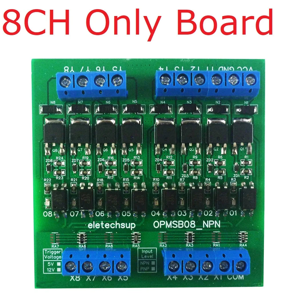 4-16CH 5A PLC Signal Amplifier Board – DC 3.3-24V NPN/PNP Logic Level Converter with Opto-Isolation & MOS Output for Industrial Automation