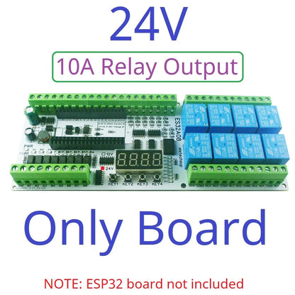 ES32A08 ESP32 Industrial IO Expansion Board – 8AI-8DI-8DO Relay Module with RS485 Modbus & WiFi for PLC Automation IoT DIY