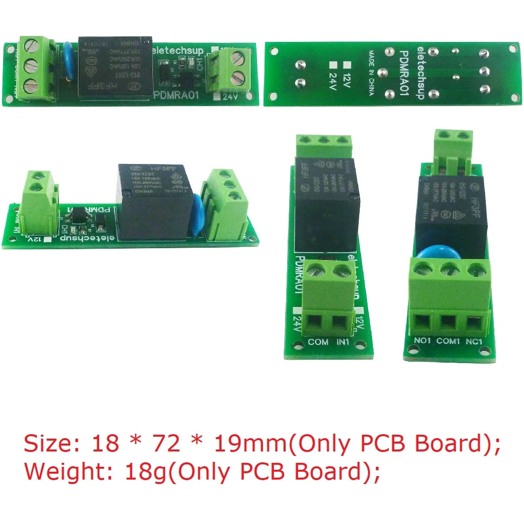 PDMRA01 Single-Channel PLC Signal Amplifier Relay Module, DC 12V/24V, NPN and PNP Switching Interface Board