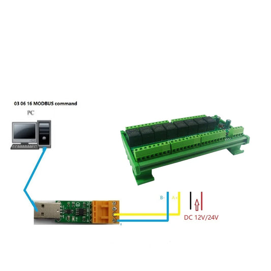 R4A8H08 RS485 Modbus RTU PLC I/O Module with 8 Relay Outputs, 4 Digital Inputs and 8 Analog Inputs for 4–20mA and 0–10V Signals