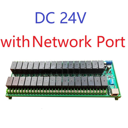 R4D5E32 32-Channel 20A High-Current Relay Module, DC 12V/24V, Ethernet and RS485 Modbus TCP/RTU for Automation Control