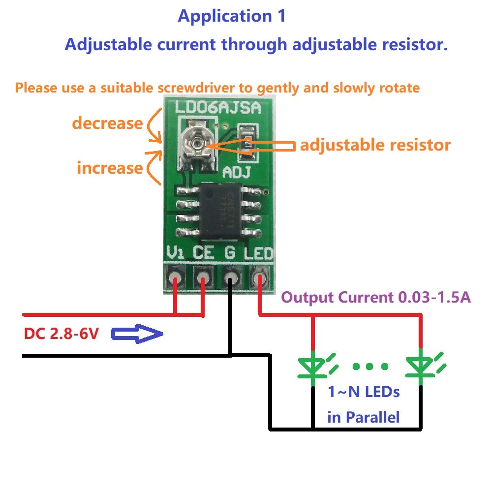3-Pack LD06AJSA PWM Constant Current LED Driver Module – DC 3–6V Adjustable Brightness for Arduino