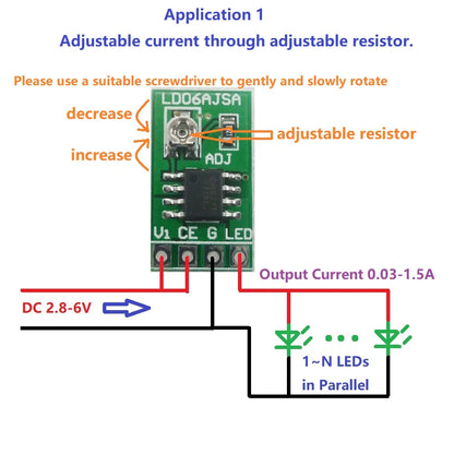 3-Pack LD06AJSA PWM Constant Current LED Driver Module – DC 3–6V Adjustable Brightness for Arduino