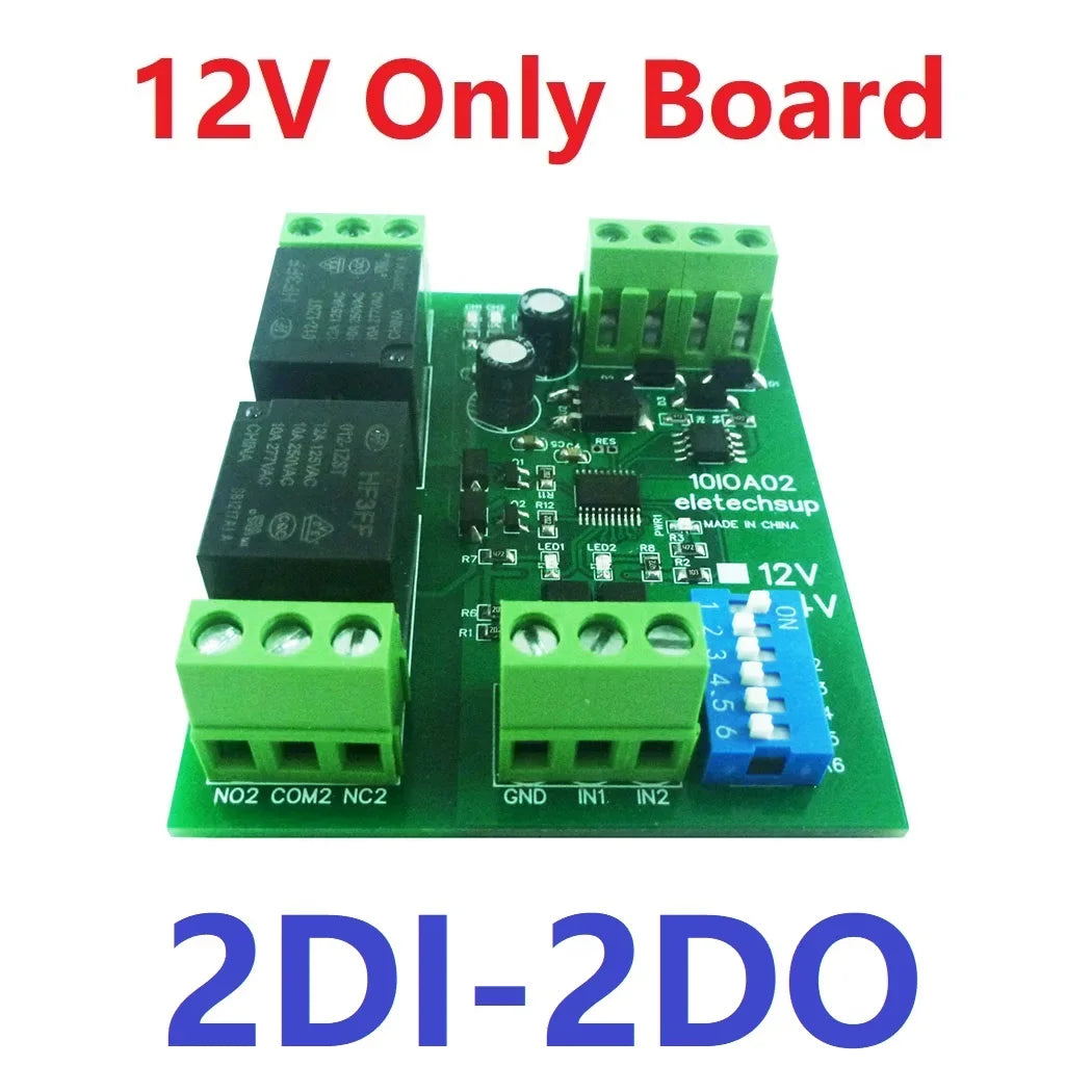 12CH Modbus RTU Relay Module – RS485 10A Digital Output Board with Opto-Isolated Inputs DIN Rail for PLC Industrial Automation