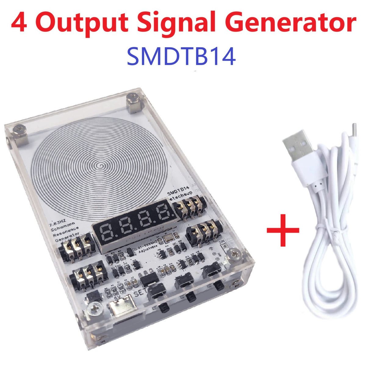 SMDTB14 4CH 7.83Hz Schumann Resonance Generator – 0.01-9999Hz Pure Sine Wave Frequency Signal Module with External Antenna for Sleep Aid Meditation