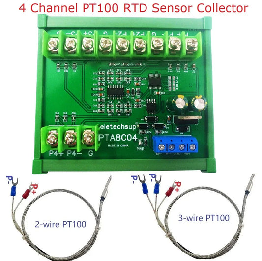 PTA8C04 4CH PT100 RTD Temperature Module – -40~500°C RS485 Modbus RTU Platinum Thermal Resistance Collector for PLC SCADA