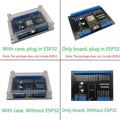 ES30G29 ESP32 DevKit DIN Rail Expansion Board with Transparent Cover and 5.0mm Terminal Blocks for Arduino, Wi-Fi, Bluetooth and IoT