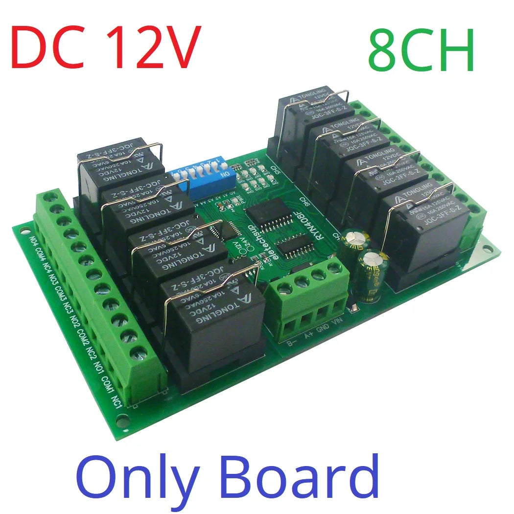 T73 Plug-in Relay Module – RS485 Modbus RTU Remote IO Controller with Momentary Latching Interlock Delay Switch for DIY Smart Home RYN404E/RYN408F