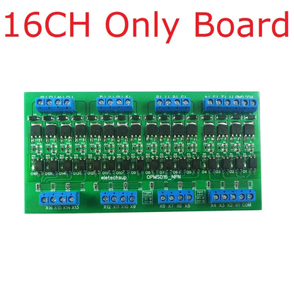 4-16CH 5A PLC Signal Amplifier Board – DC 3.3-24V NPN/PNP Logic Level Converter with Opto-Isolation & MOS Output for Industrial Automation