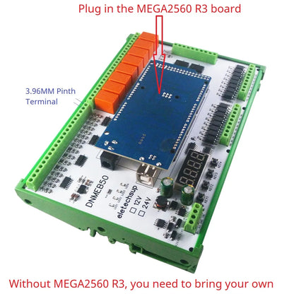 DNMEB50 16AI 16DI 16DO RS485 Modbus I/O and Relay Expansion Board, Compatible with Arduino MEGA 2560 and PLC Control