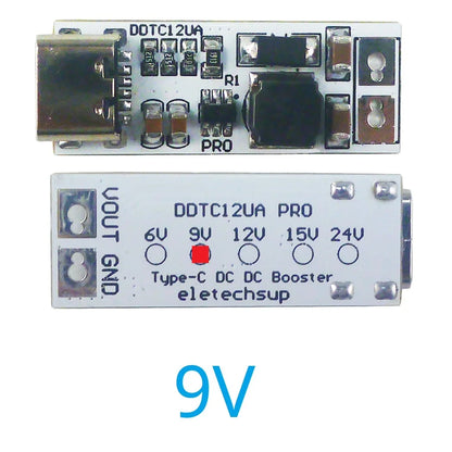 Full Function Type-C PD/QC Boost Converter – USB 5V to 6V/9V/12V/15V/24V 9W DC-DC Step-Up Module for Arduino Smart Home Speaker