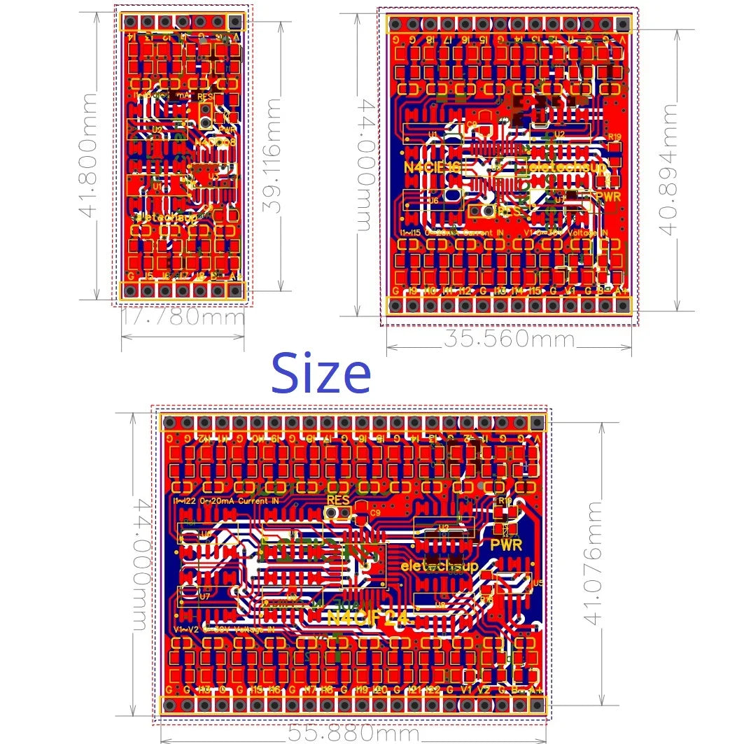N4CID08/N4CIE16/N4CIF24 8-24CH 4-20mA/0-30V to RS485 Converter – 2.54mm Pin Modbus RTU Analog Input ADC Collector Board for PLC SCADA DCS