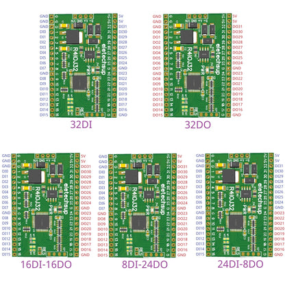 R4IOJ32 5 IN 1 32DI/32DO/16DI-16DO/8DI-24DO/24DI-8DO Modbus Rtu Digital 5V 3.3V TTL IO RS485 2.54mm Pin Core Board