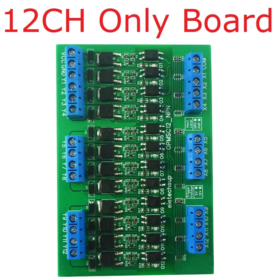 4-16CH 5A PLC Signal Amplifier Board – DC 3.3-24V NPN/PNP Logic Level Converter with Opto-Isolation & MOS Output for Industrial Automation