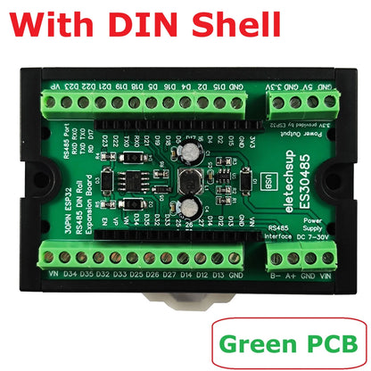 ES30485 ESP32 DIN Rail Expansion Board – 7-30V to 5V/3.3V Power Module with RS485 for WiFi Bluetooth IoT MQTT Smart Home DIY