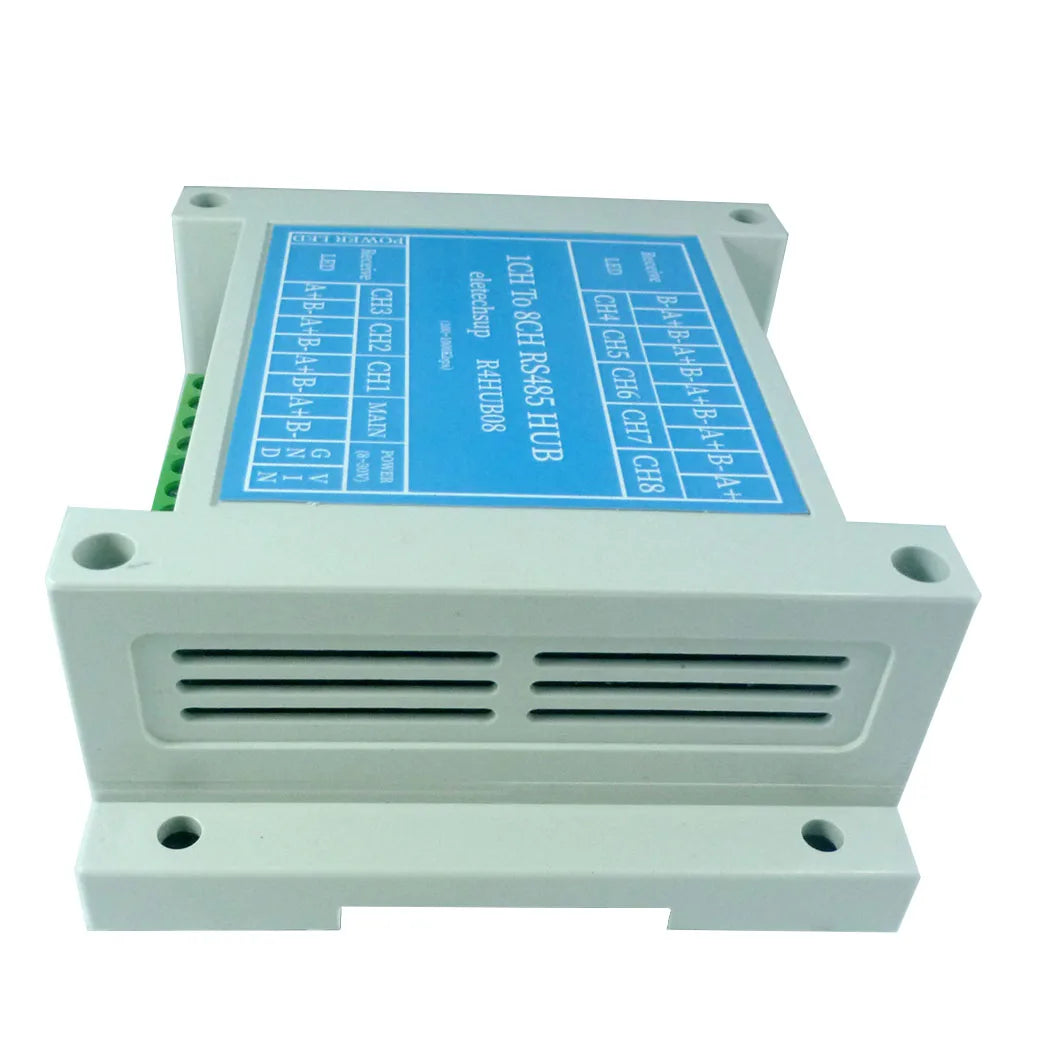 R4HUB08 8-Channel RS485 Hub – Industrial Signal Repeater for Modbus RTU TCP/IP MQTT HTTP Bus Communication Expansion