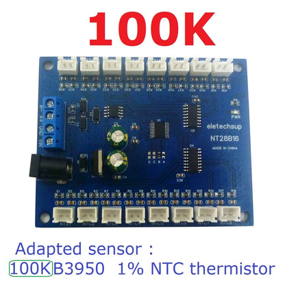NT28B16 16CH RS485 Temperature Collector – Modbus RTU Paperless Recorder with 10K/20K/50K/100K B3950 NTC Sensor for PLC SCADA
