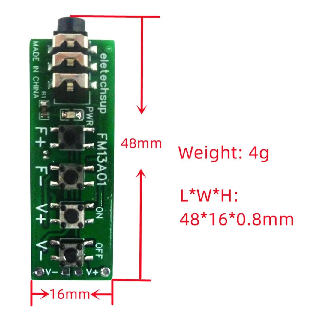 FM13A01 76-108MHz FM Stereo Radio Module – RDA5807 Audio Receiver Board with 3.5mm Jack for Arduino DIY Speaker Headphone