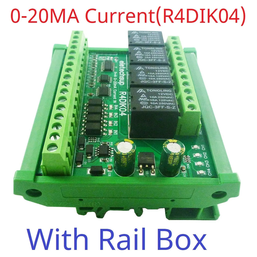 R4DIK04/R4DVI04 4AI-4DI-4DO Mixed IO Module – RS485 Modbus RTU 4-20mA/0-10V Analog Digital Relay Board for PLC Remote IO Expansion