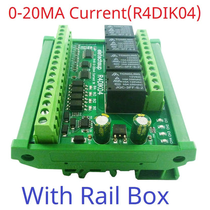 R4DIK04/R4DVI04 4AI-4DI-4DO Mixed IO Module – RS485 Modbus RTU 4-20mA/0-10V Analog Digital Relay Board for PLC Remote IO Expansion