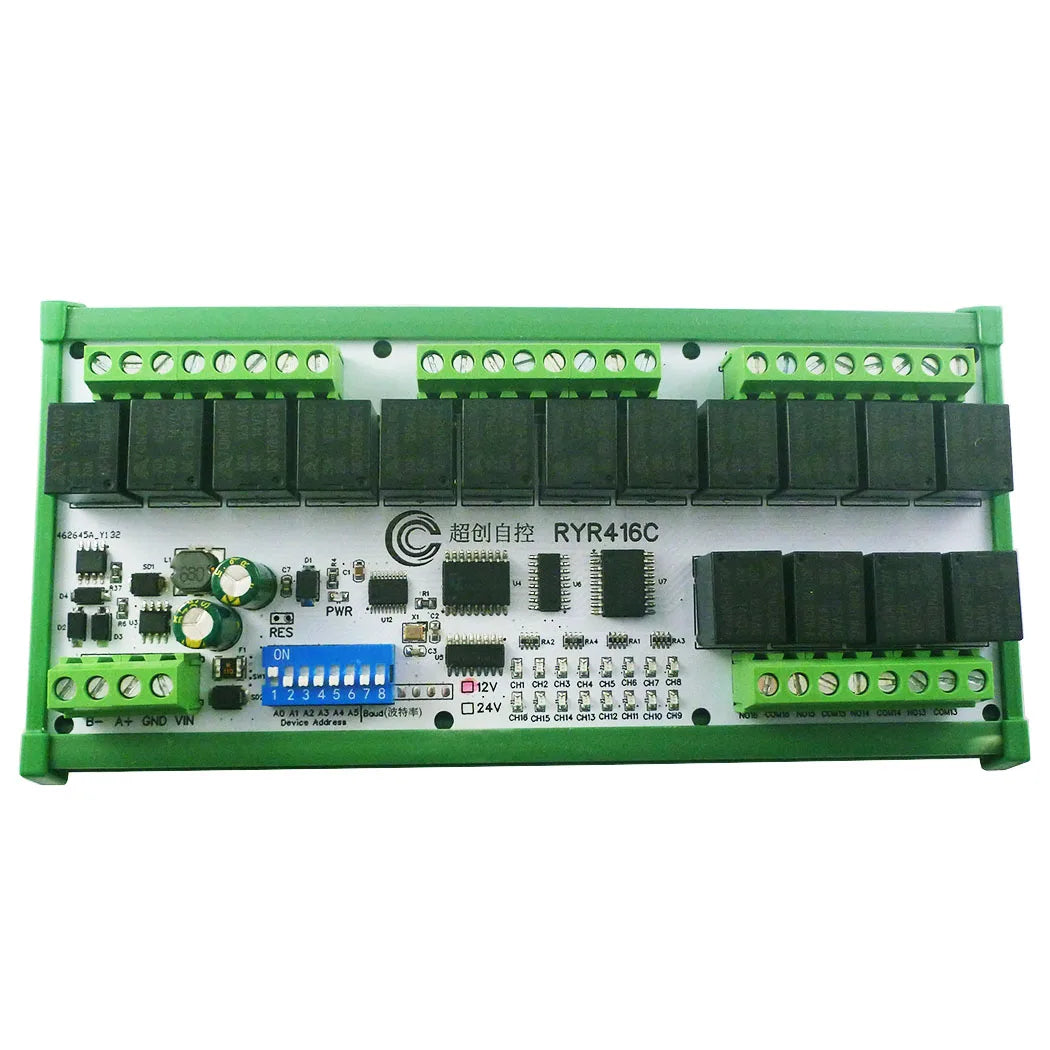RYR404 RYR408B RYR416C RYR432D 4–32 Channel RS485 Relay Module, DC 12V/24V, Modbus RTU Control Board for PLC and HMI