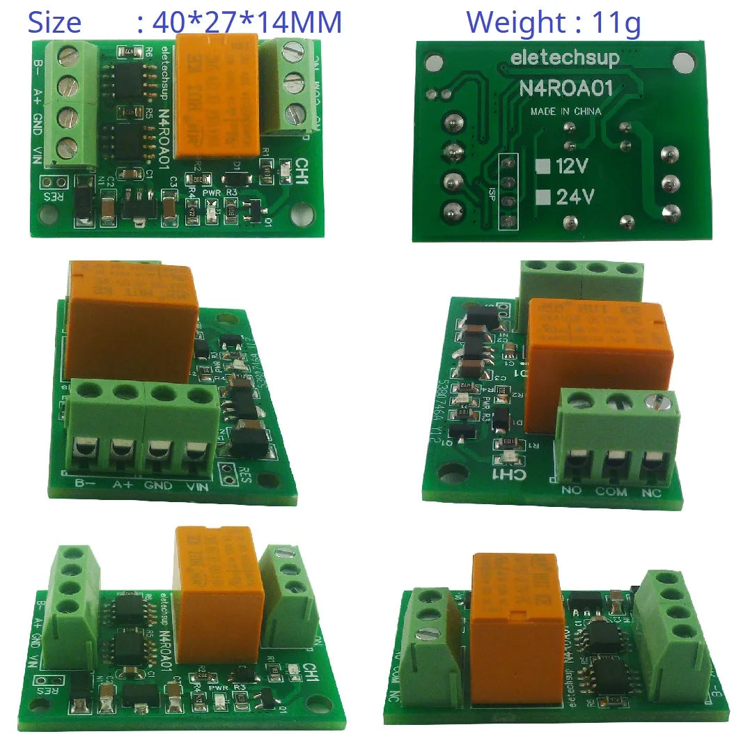 N4ROA01 3A RS485 Relay Module – Micro Power Modbus RTU 1-Channel Controller for Home Automation & PLC Expansion