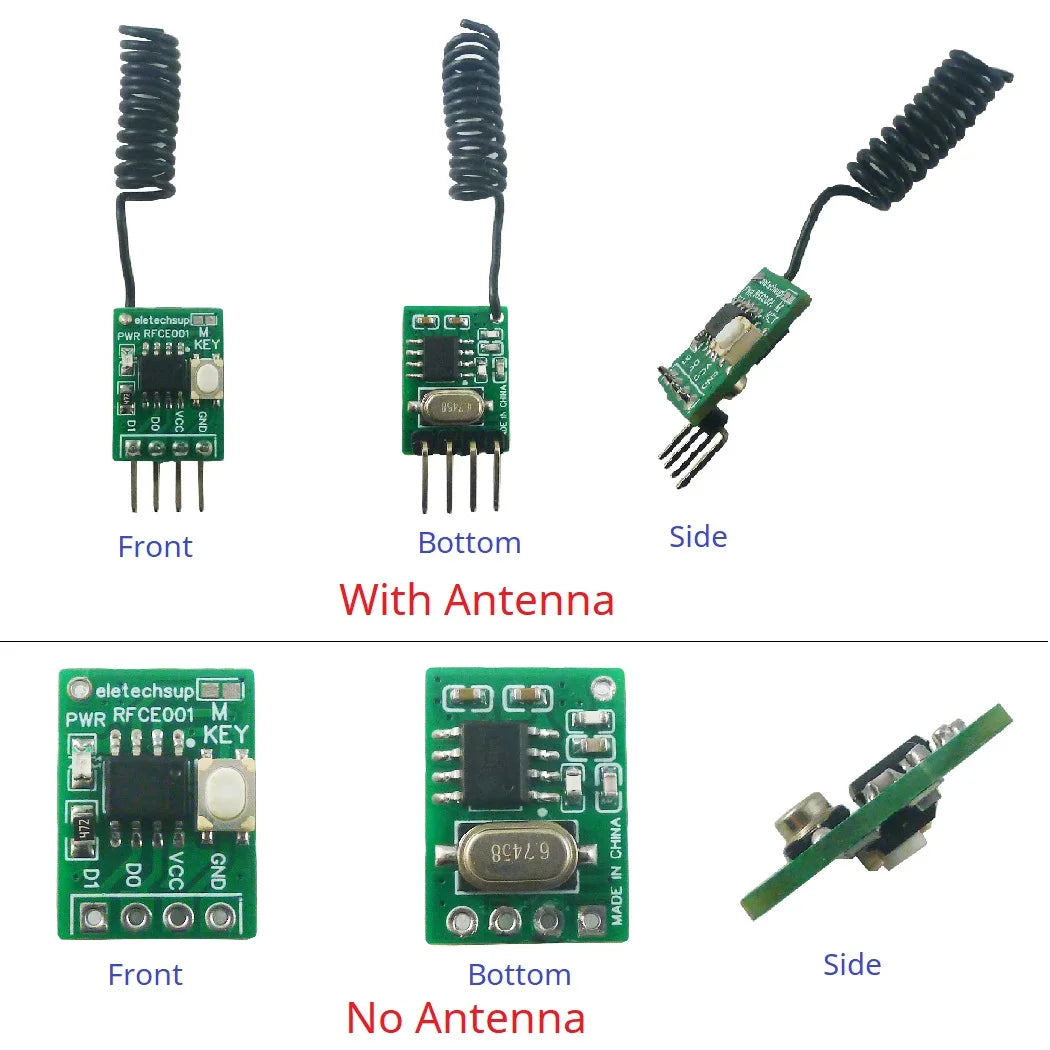 RFCE001 Mini 2CH 433M UHF Wireless Receiver – EV1527/PT2262/2264 Decoder Module with ASK OOK Learning & Fixed Code for Smart Home