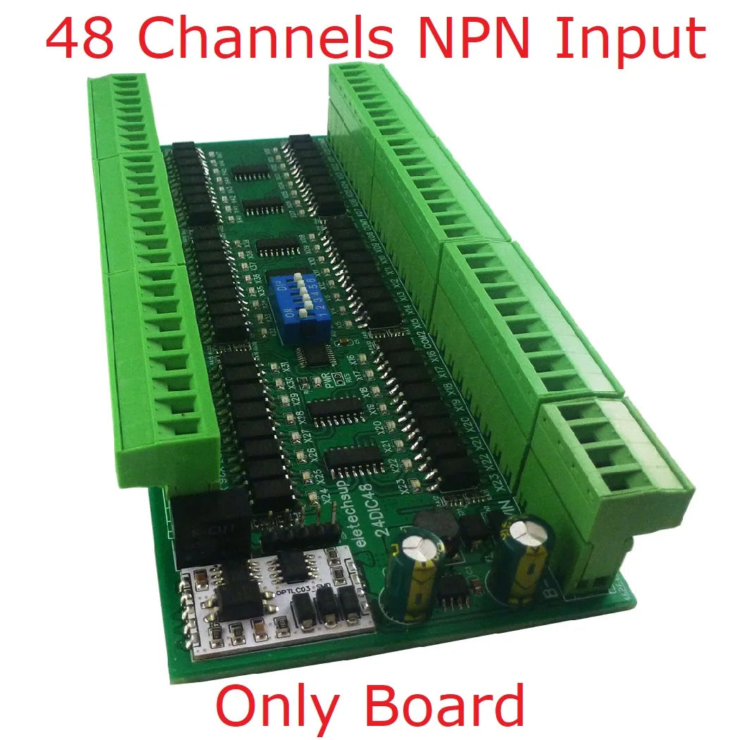 24DIA16/24DIB32/24DIC48 16-48CH Digital Input Module – NPN/PNP Switch PLC IO Expansion Board with 3000VDC Isolation RS485 Modbus RTU