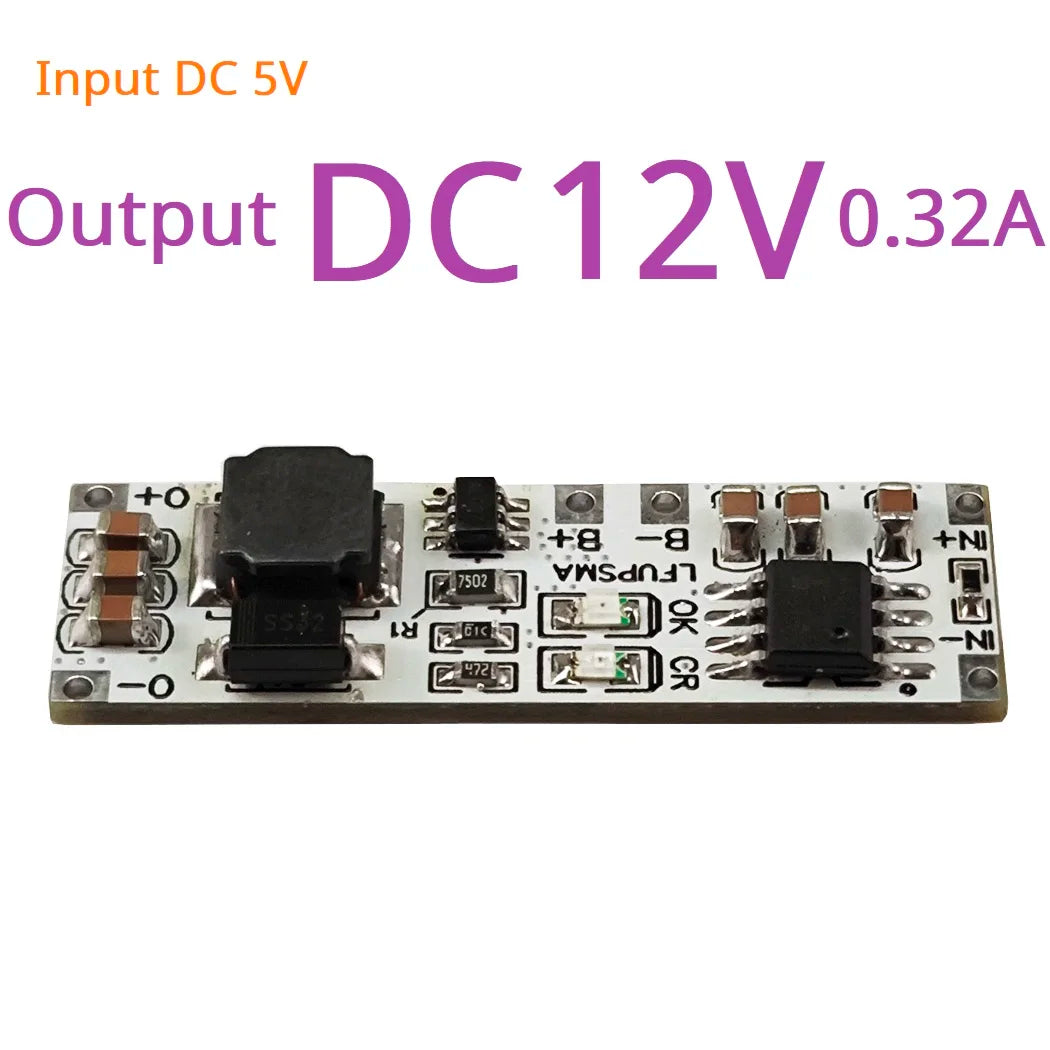 LFUPSMA 2-in-1 LiFePO4 UPS Module – 3.2V to 5V/9V/12V Boost Converter with Battery Charger for Arduino ESP32 ESP8266 WiFi IoT