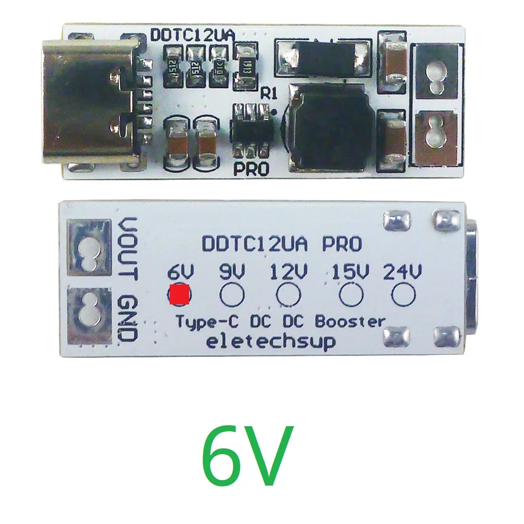 Full Function Type-C PD/QC Boost Converter – USB 5V to 6V/9V/12V/15V/24V 9W DC-DC Step-Up Module for Arduino Smart Home Speaker