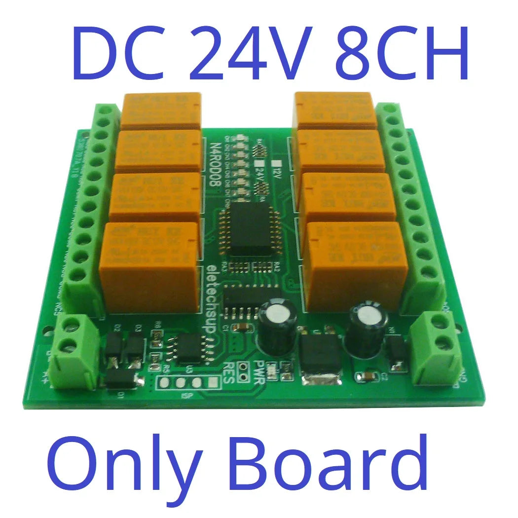 N4ROD08 8CH Modbus RTU RS485 Relay Module – 3A Multifunction DIN Rail Controller with 8 Commands for PLC HMI Smart Home