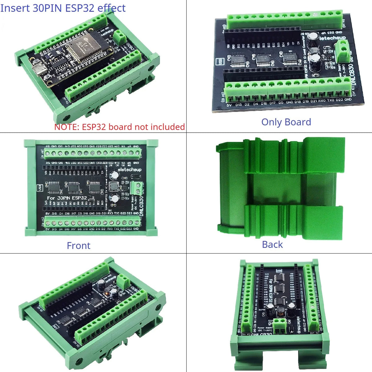 DNLCB30 1MHz Bidirectional Level Converter DIN Rail Board – 3.3V/5V LvTTL to TTL IO Shifter for ESP32 WROOM-32 Arduino IOT
