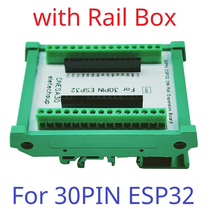 DNESA30/DNESP32 DIN Rail Mount Screw Terminal Adapter – 3.96mm Breakout Board for 30/38-Pin ESP32 WROOM-32 DevKitC with DIN35/C45 Rail