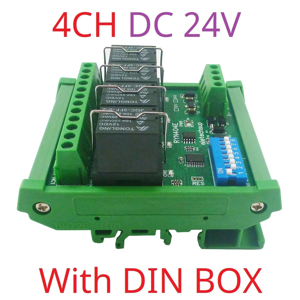 T73 Plug-in Relay Module – RS485 Modbus RTU Remote IO Controller with Momentary Latching Interlock Delay Switch for DIY Smart Home RYN404E/RYN408F