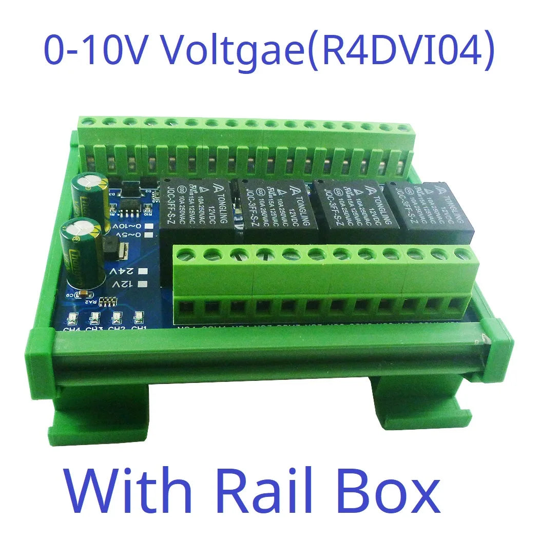 R4DIK04/R4DVI04 4AI-4DI-4DO Mixed IO Module – RS485 Modbus RTU 4-20mA/0-10V Analog Digital Relay Board for PLC Remote IO Expansion
