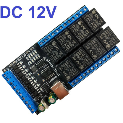 UD85C08 8-Channel USB UART Serial Relay Module with Digital Input/Output, DC 12V/24V for Windows, Linux, macOS and Android