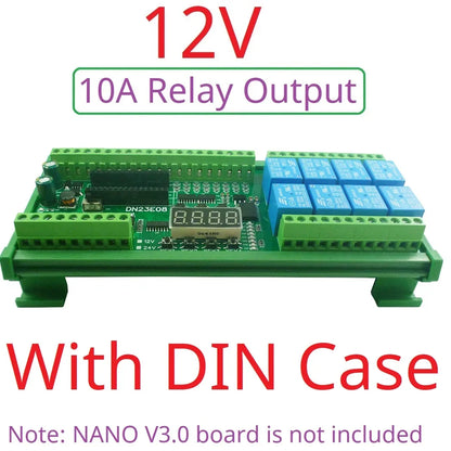 DN23E08/DN24F08 8DI-8AI-8DO IO Expansion Board for Arduino Nano V3.0 – RS485 Modbus RTU PLC Module with 4-20mA/0-10V Analog Input